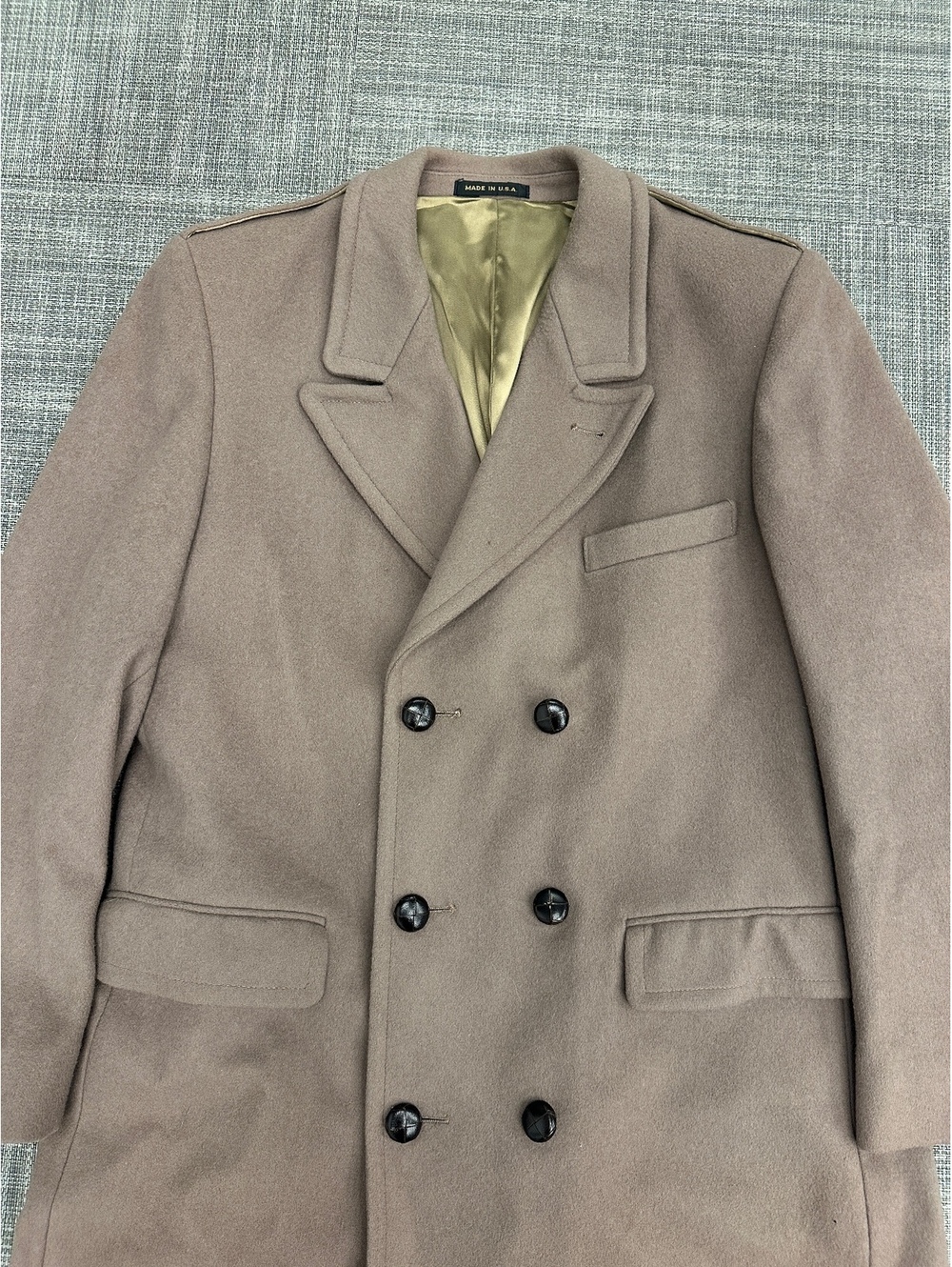 Vintage Stratojac Men’s 42 authentic heavy wool coat tan beige